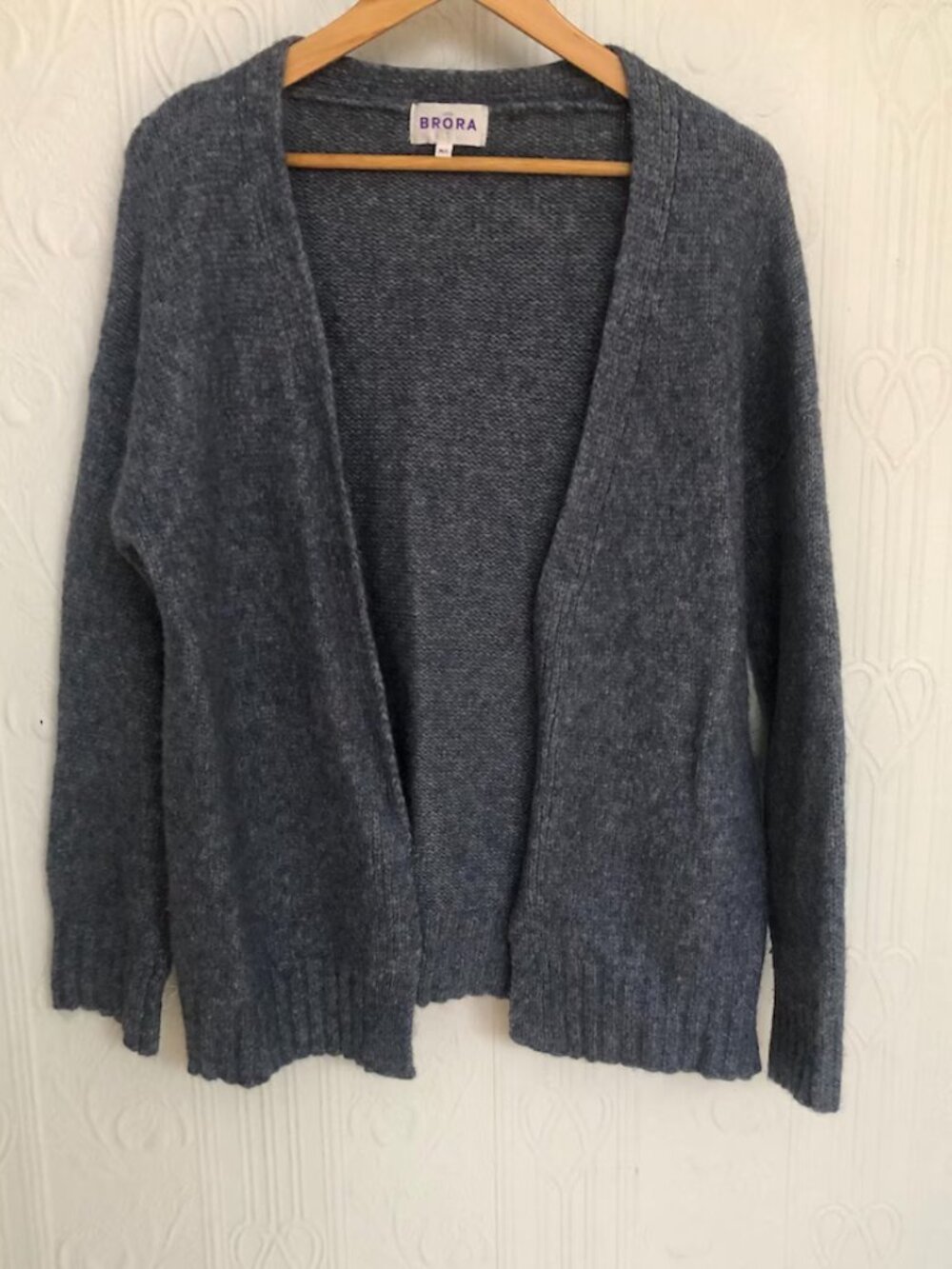 Brora Alpaca Blend Sky blue Knit cardigan Sweater SIze M-L